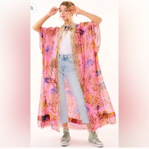Aratta Pink Coral Print Kimono